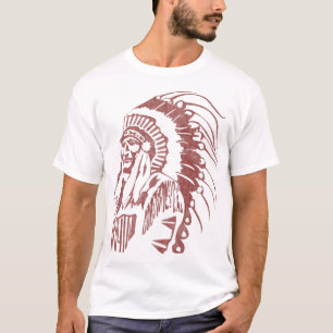 Infödd Indian Chief Vintage (Mörk Red) T Shirt