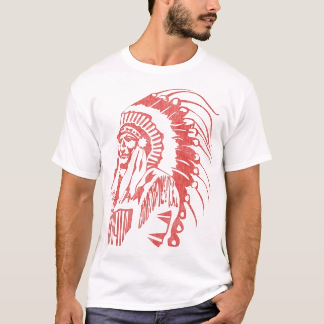 Infödd Indian Chief Vintage (Red) T Shirt (Framsida)