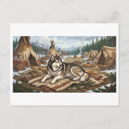Infödd Malamute Vykort