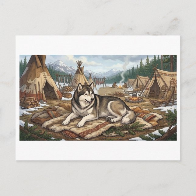 Infödd Malamute   Vykort (Framsida)