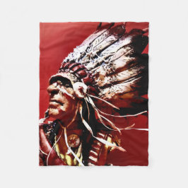 Infödd "Nez Perce Chief" original konst Fleecefilt