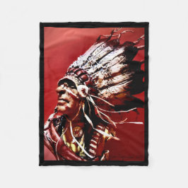 Infödd "Nez Perce Chief" original konst Fleecefilt