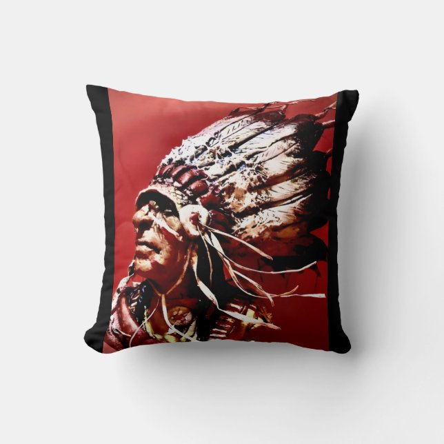 Infödd "Nez Perce Chief" original konst  Kudde (Framsida)