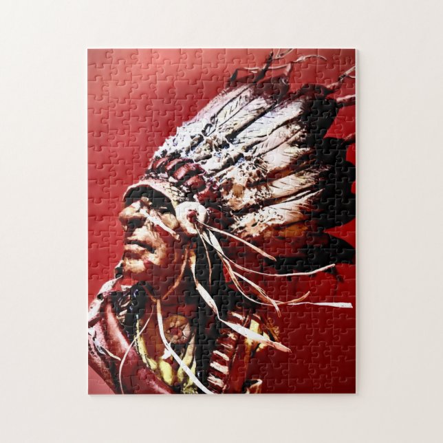 Infödd "Nez Perce Chief" original konst Pussel (Vertikal)