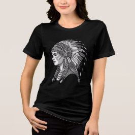Infödd Porträtt Med Huvudprydnad T Shirt