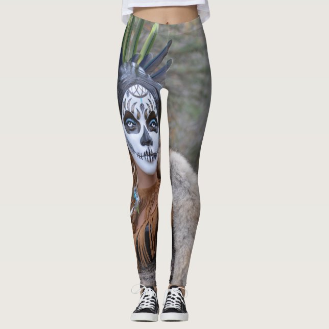 Infödd sockerskalle leggings (Framsida)