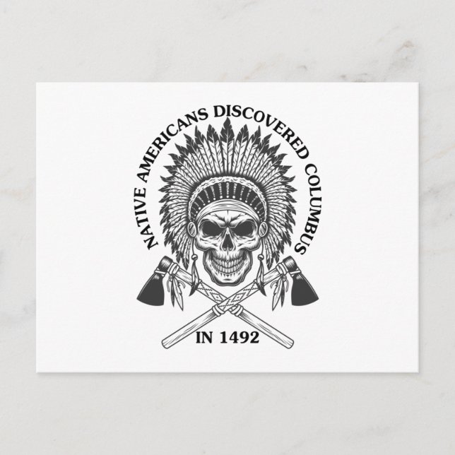 Infödda amerikaner upptäckte Columbus i 1492-gåva Vykort (Framsida)