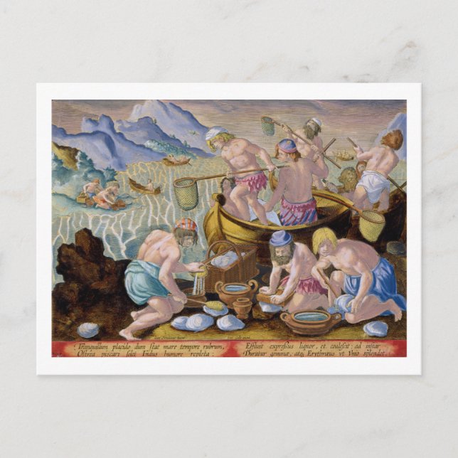 Infödda som fiskar efter jättemusslor på Indus, pl Vykort (Framsida)