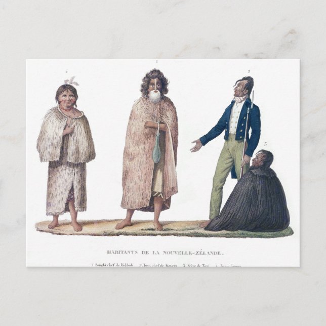 Infödingar av nyazeeländskt vykort (Framsida)