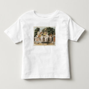 Infödingar betalar vördnad till deras linjal som t-shirt