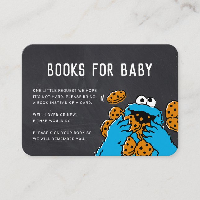 Infoga begäran om Cookie Monster Chalkboard Bok Placeringskort (Framsida)