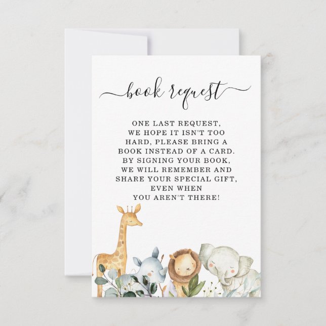 Infoga begäran om Foliage Safari Baby Shower Bok Inbjudningar (Framsida)