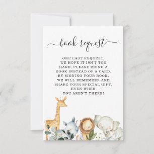 Infoga begäran om Foliage Safari Baby Shower Bok Inbjudningar