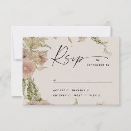 Infoga blommigt och fern Bröllop. Warm Ivory Botan OSA Kort