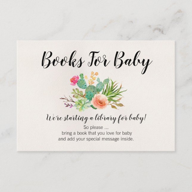 Infoga Cactus Bokar för Baby Baby Shower-antecknin Tilläggskort (Framsida)