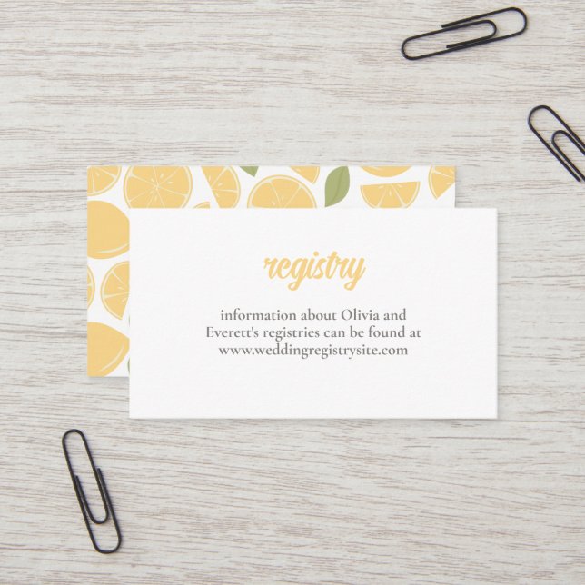 Infoga citron Inbjudningskort för möhippan (Fram/Back In Situ)