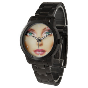 Infoga ditt eget bildögaste DIY Black Bracelet Armbandsur