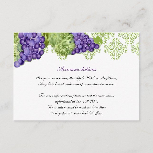 Infoga Grapevine Garden Wedding Tilläggskort (Framsida)
