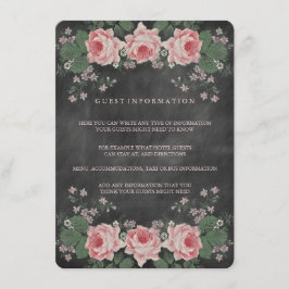 INFOGA-KORT FÖR BLOMMIGT I vintage BRÖLLOP Tilläggskort