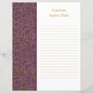 Infoga Lila för Rustit Linen Divider Recipe Binder