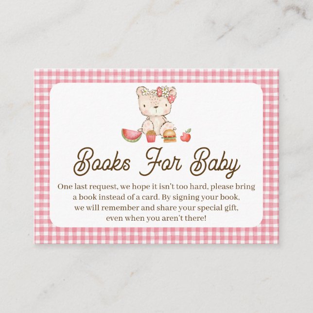 Infoga modern Rosa Play Nalle Baby Shower Visitkort (Framsida)