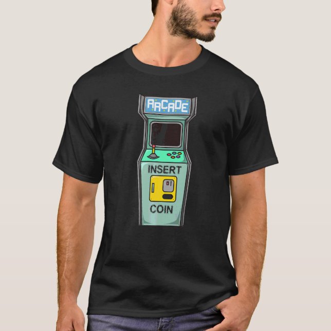 Infoga mynt i Arcade Game Retro Gamer T Shirt (Framsida)