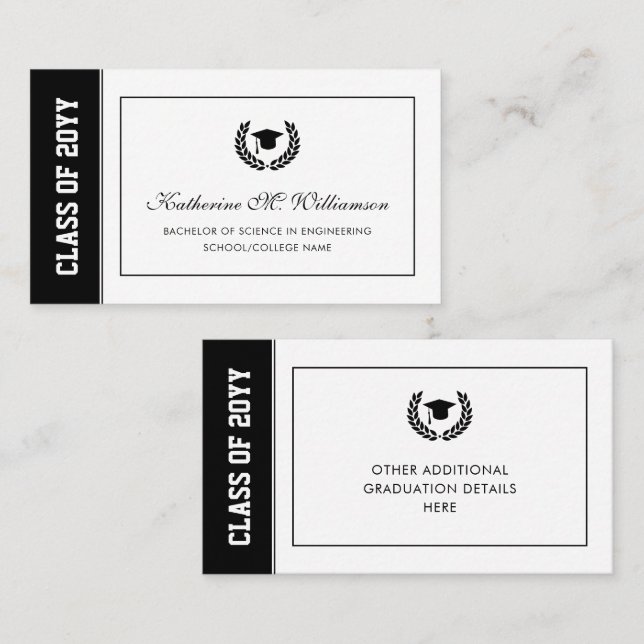 Infoga Namn-kort för aktuellt Studenten-meddelande (Fram/baksida)