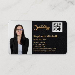 Infoga Photo Real Gods Realtor Nyckel House QR-kod Visitkort