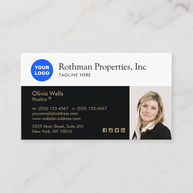 Infoga Professionellen Logotyp Real Gods Agent Pho Visitkort (Framsida)