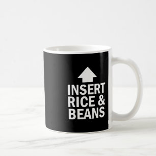 Infoga ris och bönor tacksgiving pekande pil kaffemugg
