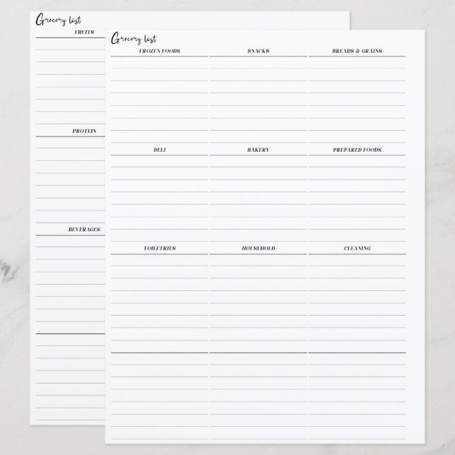 Infoga sidor i livsmedel-lista (Fram/baksida)