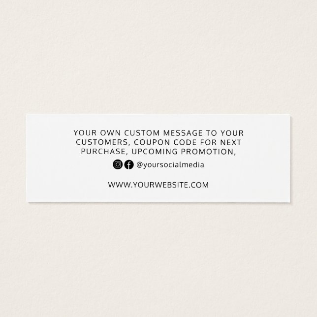 Infoga Tack i Modern Elegant Script Order Litet Visitkort (Baksidan)