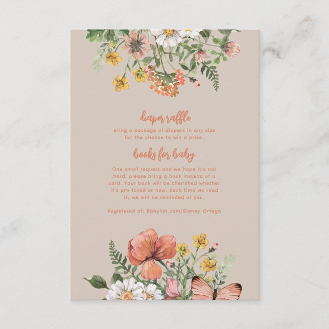 Infoga Wildblomsterbabyskor Tilläggskort (Framsida)