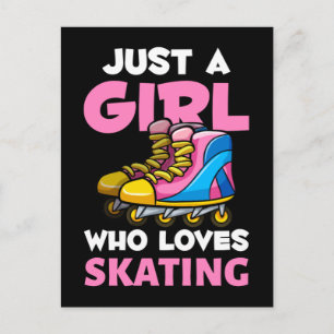 Infogade Skater Girl Retro Inline Skates Älskare Vykort