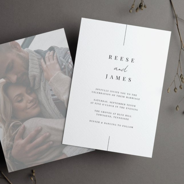 Infogat foto | Modern Minimal Bröllop Inbjudningar (Modern minimalist wedding invitation)