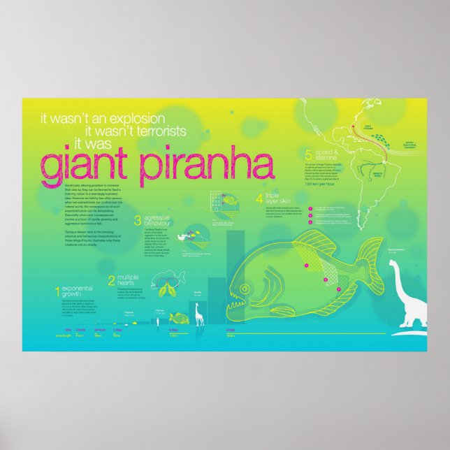 Infografik: Giant Piranha Poster (Framsidan)