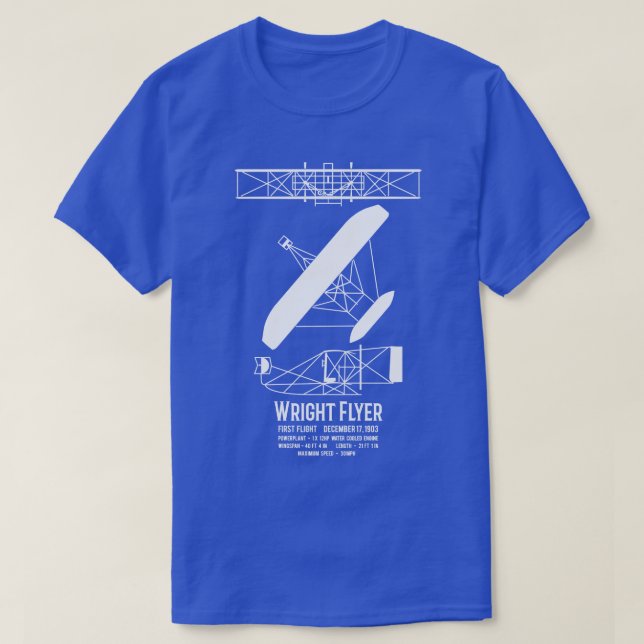 Infografisk diag för Wright Brothers Flyer First F T Shirt (Design framsida)
