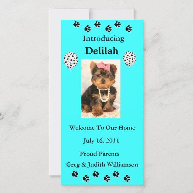 Inför ditt adopterade fotopatkort meddelande (Framsida)