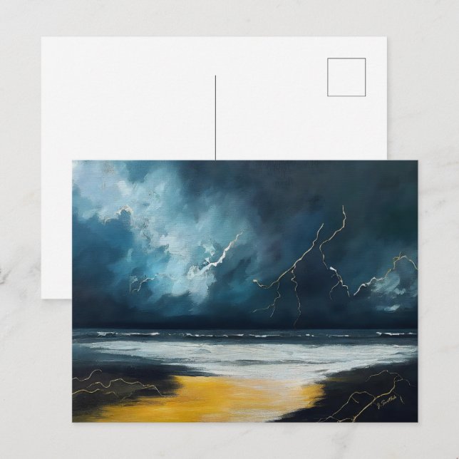 Inför stormen – abstrakt havslandskap vykort (Fram/baksida)