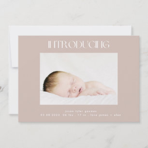 införa beige enkel, minimal två foto baby meddelande