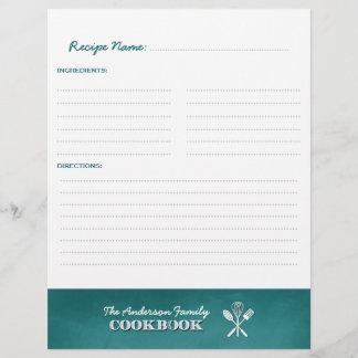 Införande av Aqua Blue Chalkboard Family Cookbook