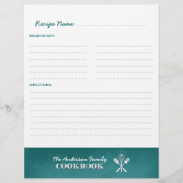 Införande av Aqua Blue Chalkboard Family Cookbook