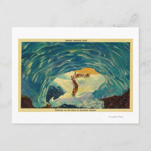 Införande av en isgrotta i Paradise Glacier Vykort (Framsida)