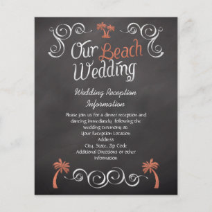 Införande av korallschalkboard Beach Wedding Infog