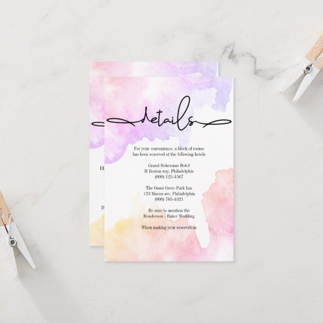 Information Card för Elegant bröllop. Inbjudan (Fram/Back In Situ)