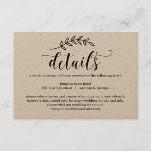 Information Card för Rustic Elegance Bröllop Tilläggskort