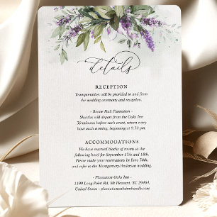 Information Card Lavender Greenery Script Info Tilläggskort