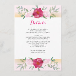 Information Card-Rosa Flowers & Rand Tilläggskort