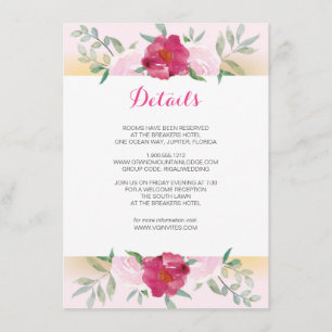 Information Card-Rosa Flowers & Rand Tilläggskort