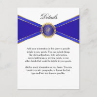 Information Card Royal Blue Elegance med Monogram